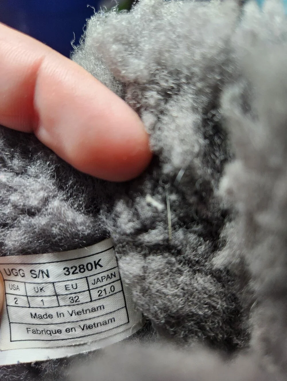 UGG Gray Bow Back Shearling Boots Flawed